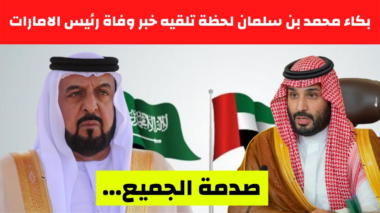 شاهد بكاء محمد بن سلمان لحظة تلقيه خبر وفاة رئيس دولة الامارات خليفة بن زايد