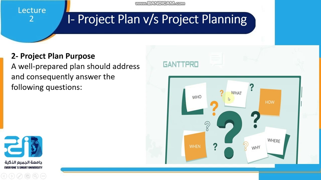 Project Planning – Lecture 2 (Components Of Project Planning Process) – ESU